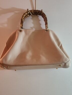 CEW MARK & GRAHAM  BLUSH PINK Leather Top-Handle Tote with Bamboo Accent